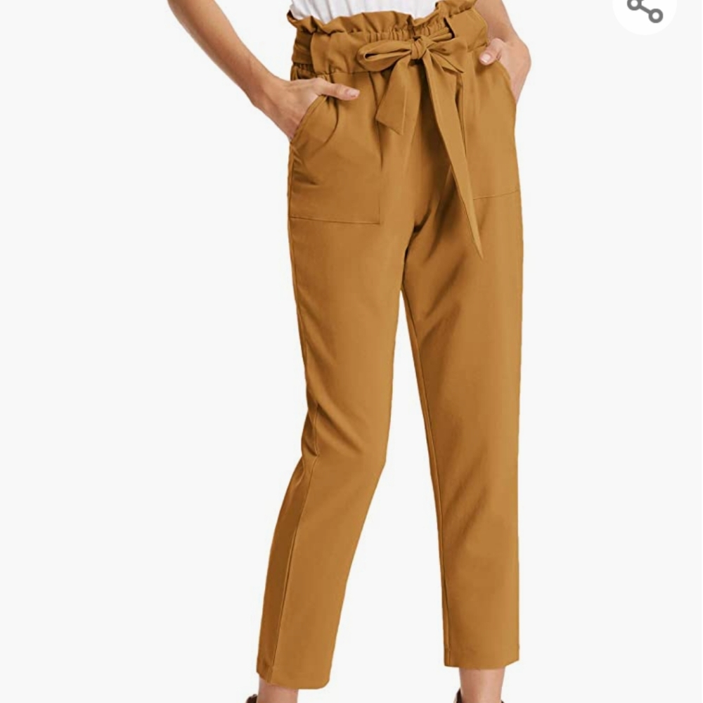 Paper Bag Waist Cropped Pants